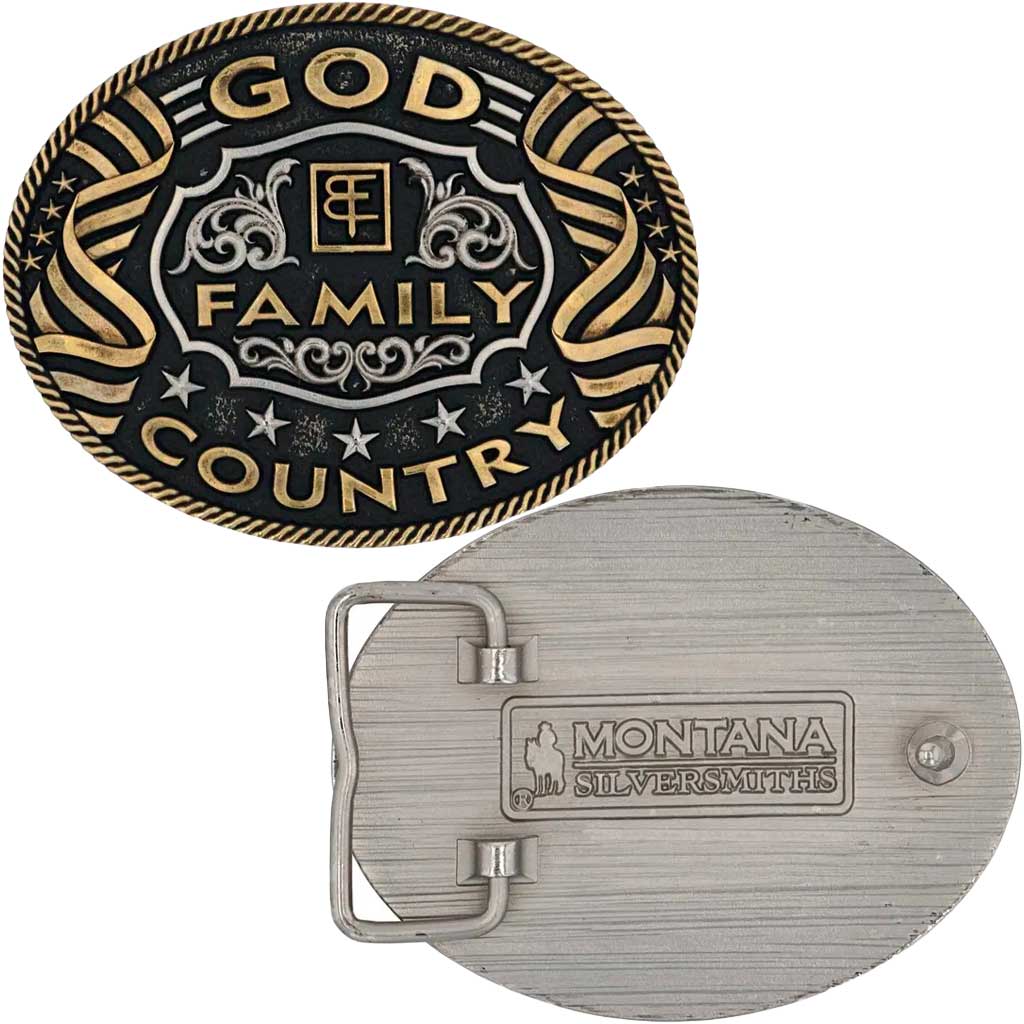 Montana Silversmith belt buckle God Family Country