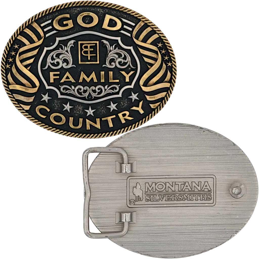 Montana Silversmith belt buckle God Family Country 