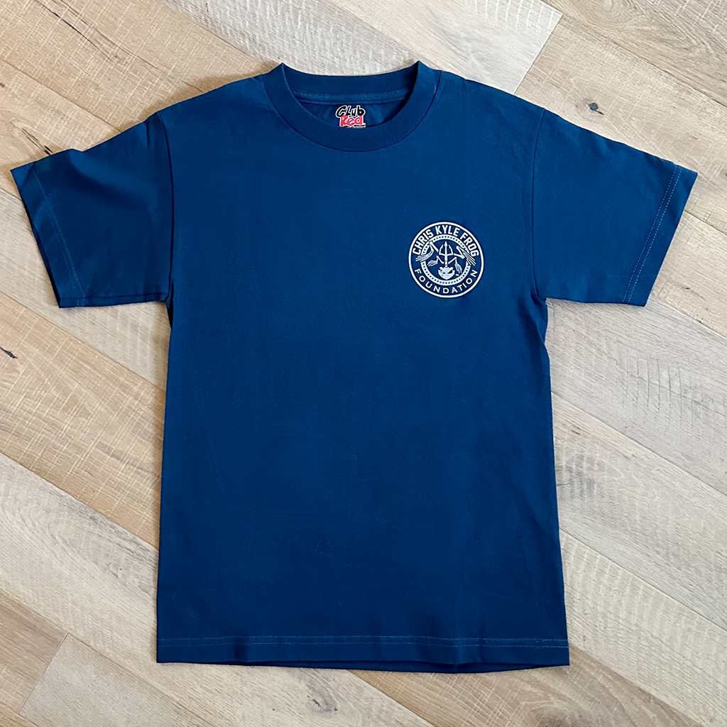 Navy blue shirt with Chris Kyle Circle Logo on front left chest