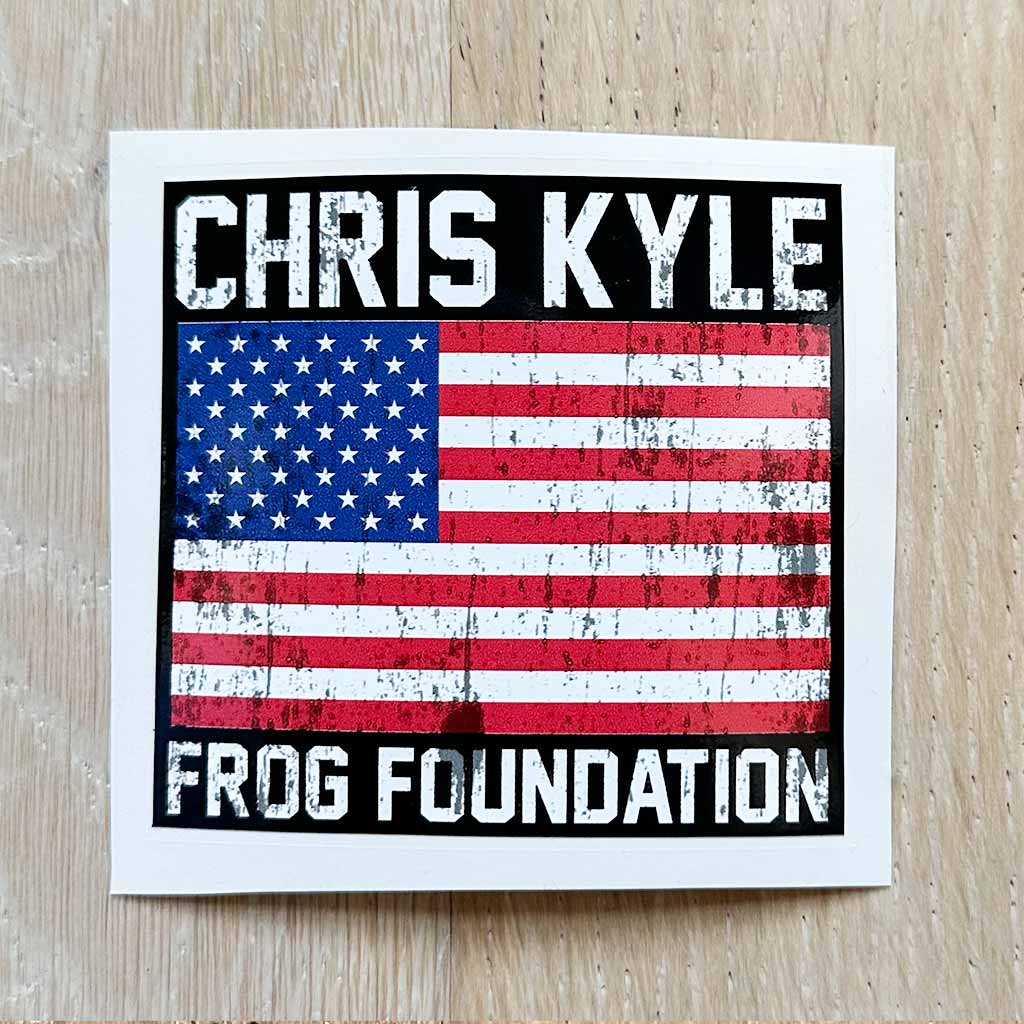 Red, white, and blue American flag Chris Kyle Frog foundation Sticker