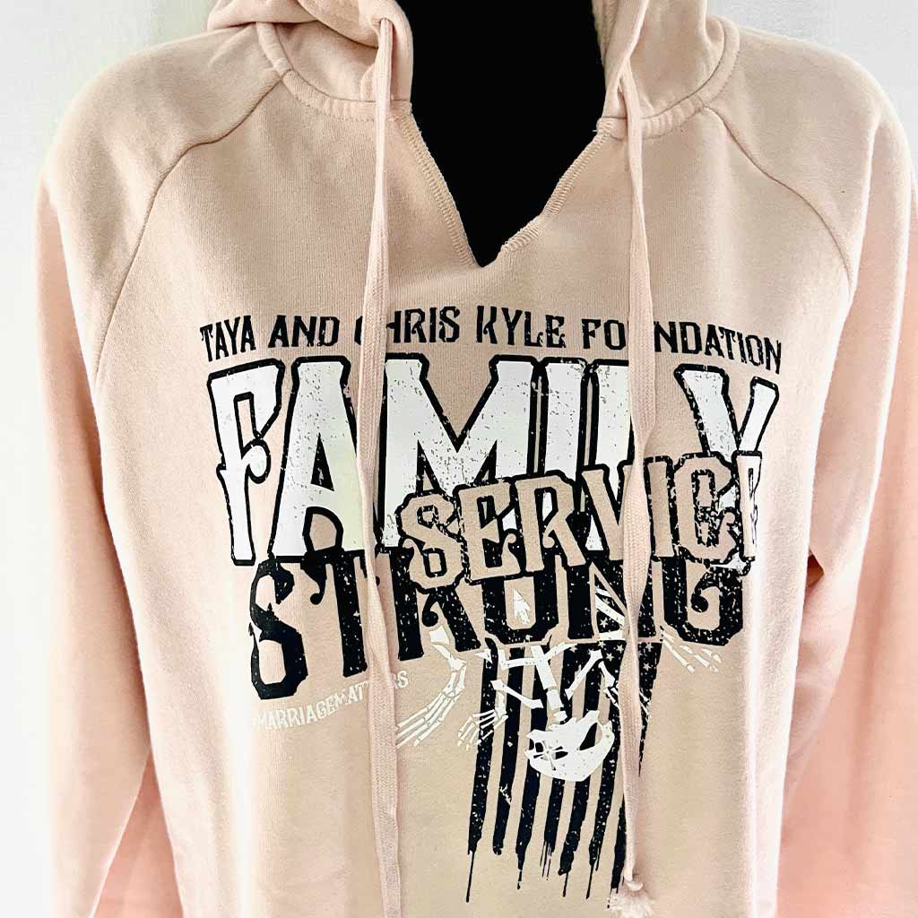 Light Pink Bone Frog Service Family Strong Hoodie